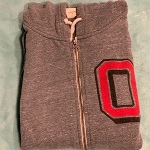 Gently used Homage Grey Block O zip hoody.